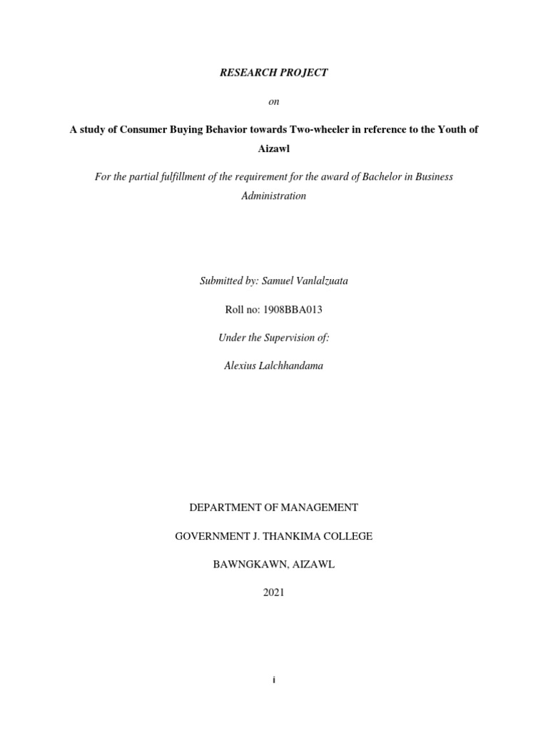 Consumer Buying Behavior Of Youth In Aizawl Pdf Consumer Behaviour