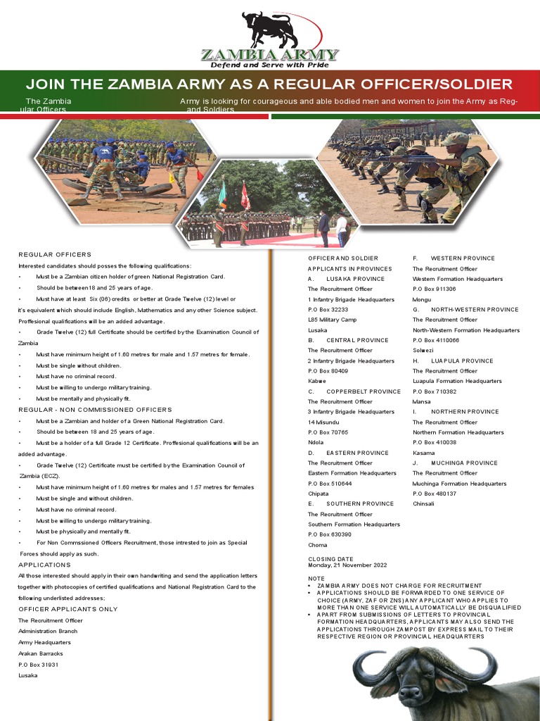 Zambia Army Recruitment Final 2 032234 PDF Zambia
