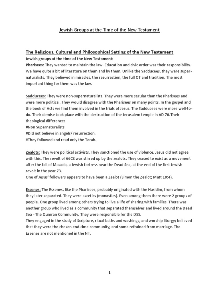 Jewish Groups | PDF | Jesus | Pharisees