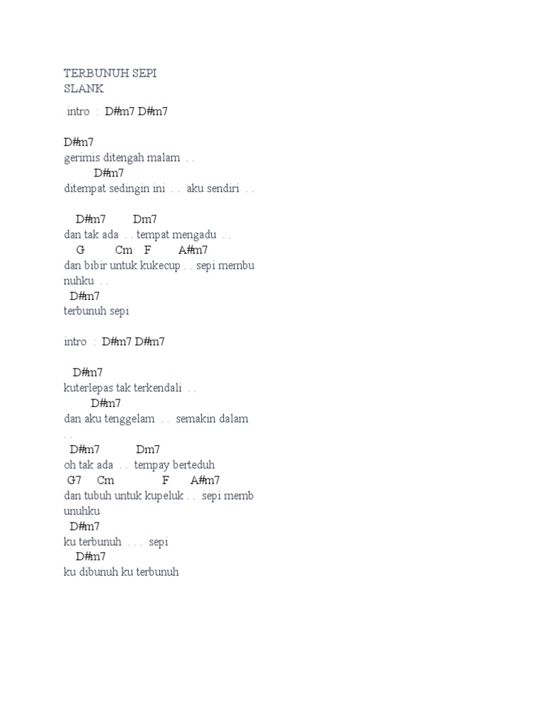 Chord dan Lirik Terbunuh Sepi Slank | PDF