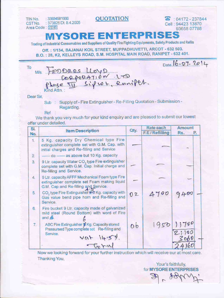 Quotation Fire Extinguisher PDF