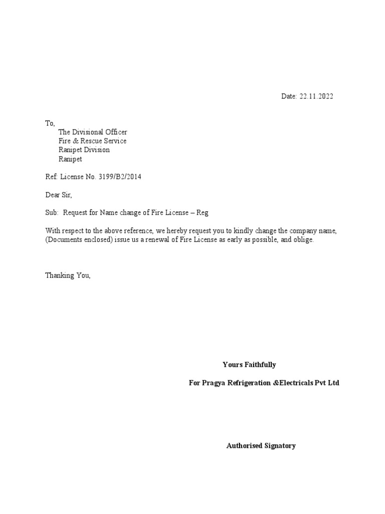 Fire Licence Reniwal Letter 2018 | PDF | Technology & Engineering