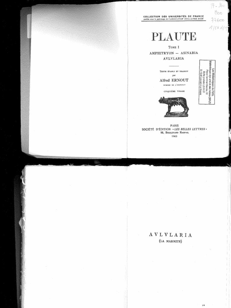 Aulularia de Plaute : Intrigue et Caractères | PDF | Mystère, thriller ...