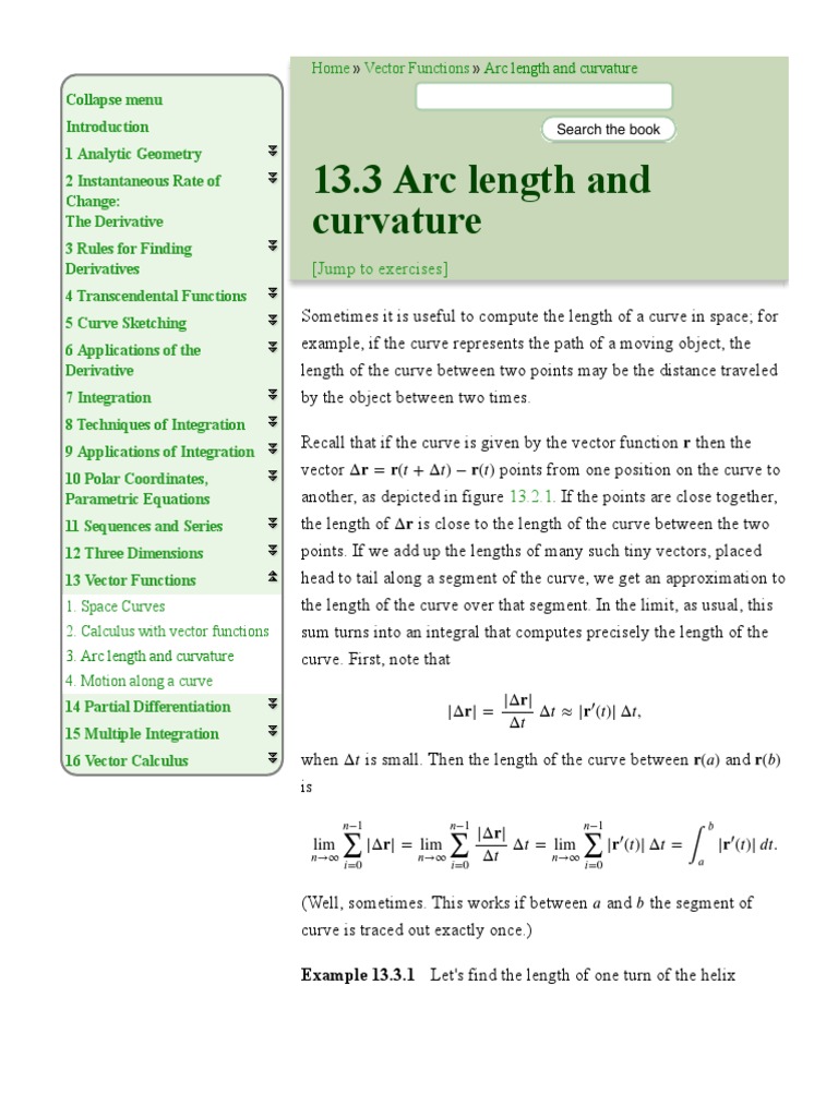 Arc Length and Curvature in Space | PDF | Curve | Curvature