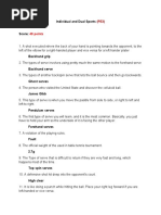 Individual and Dual Sport (Midterm Exam)