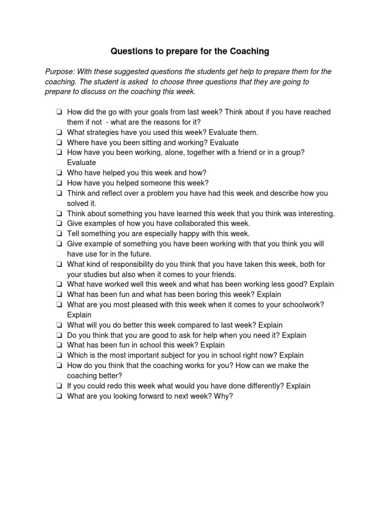 Prepare Coaching | PDF | Self-Improvement