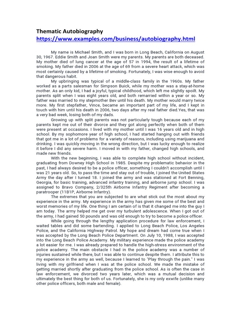 2nd Example of Autobiography | PDF