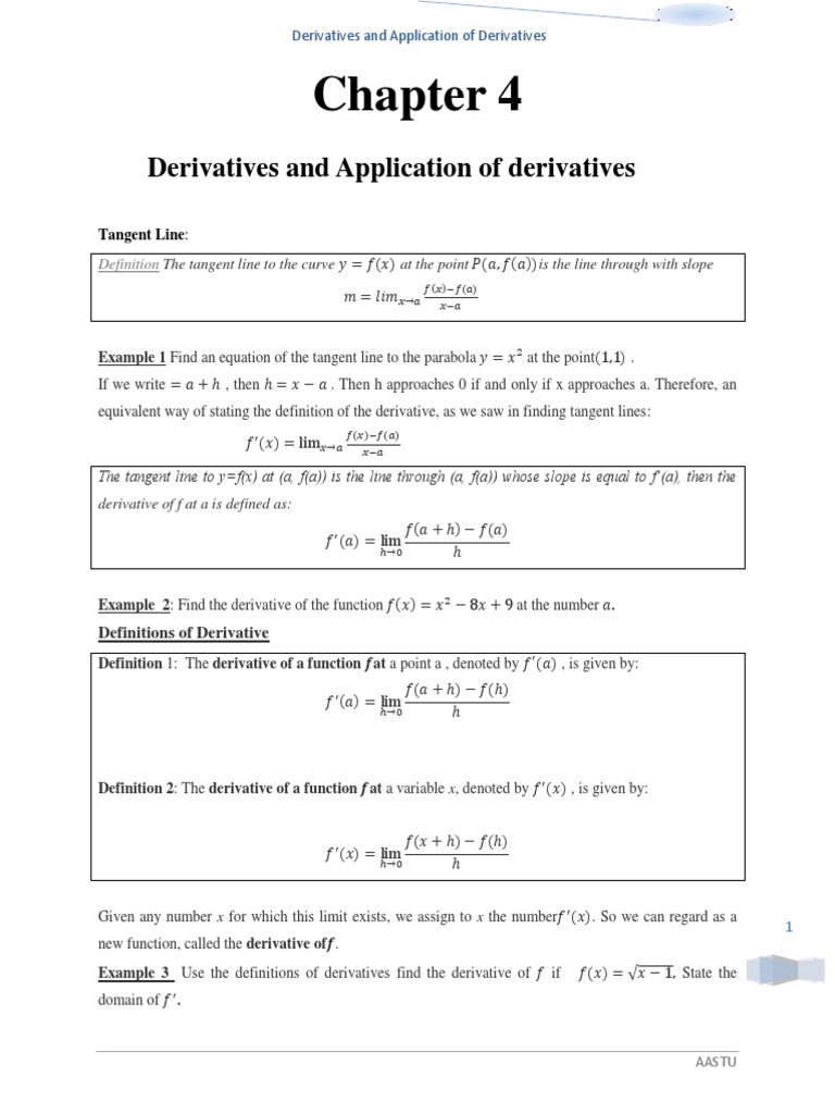 Derivatives and Their Applications | PDF | Maxima And Minima | Derivative