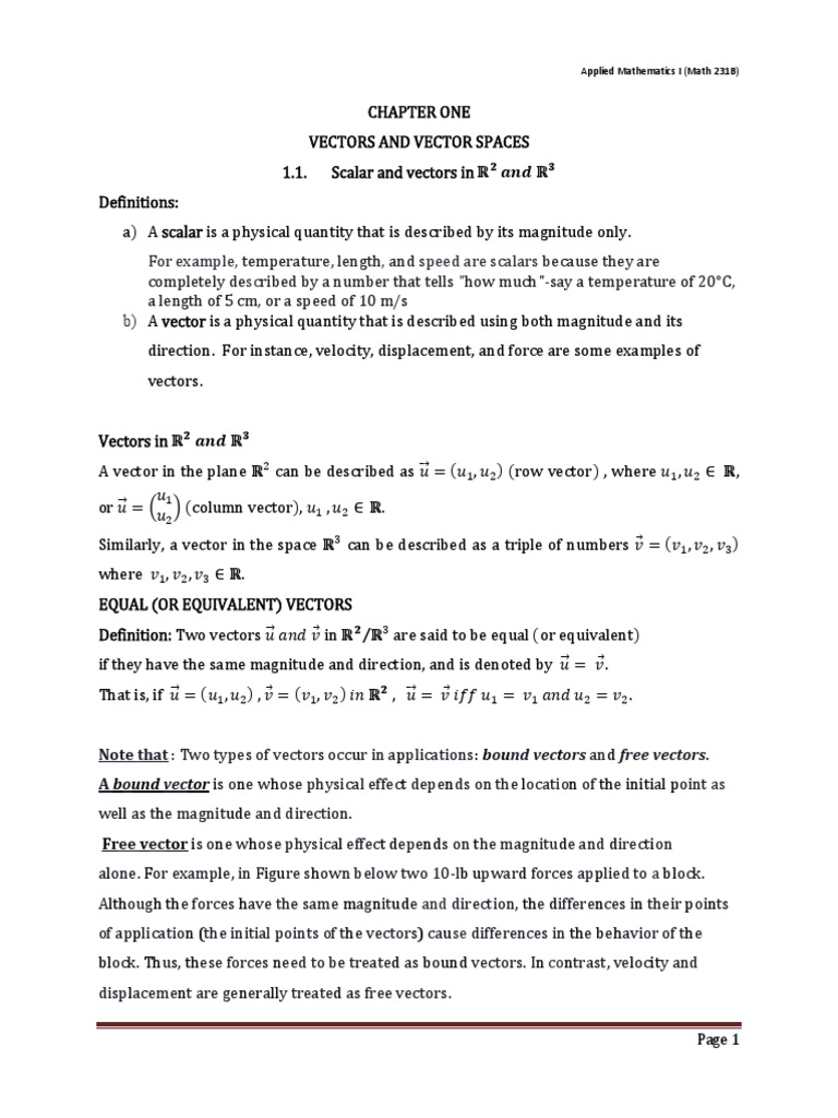 Vectors and Vector Spaces Overview | PDF | Euclidean Vector | Vector Space