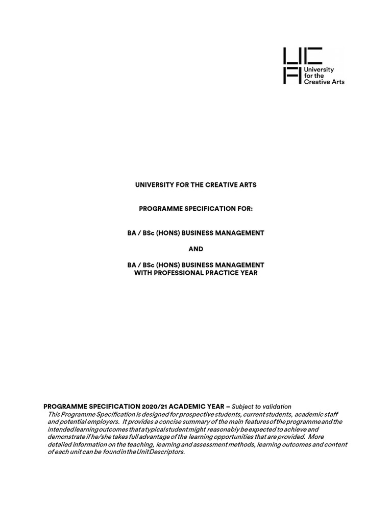 Business Management Programme Overview Pdf Lecturer Educational