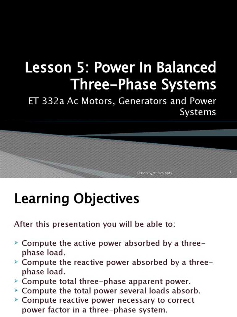 Lesson 5 Et332b Pdf Ac Power Electrical Equipment