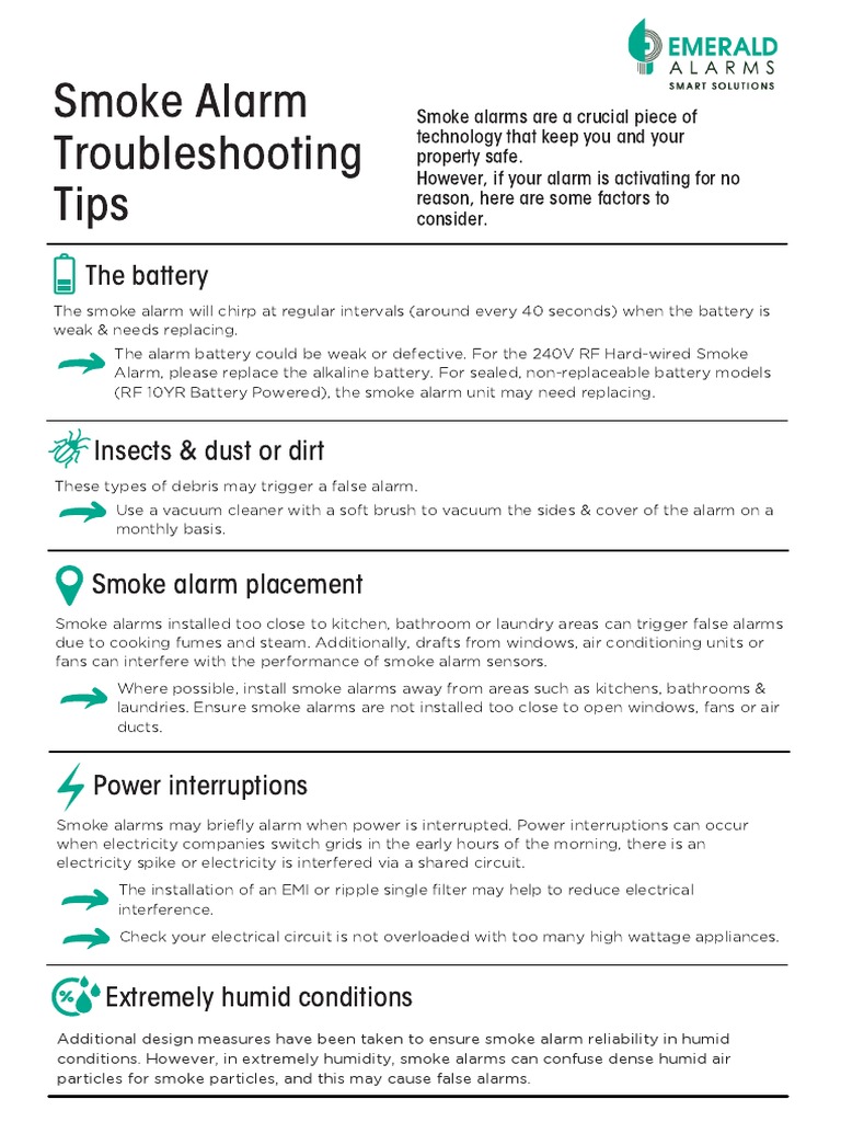 Emerald Smoke Alarms Troubleshooting Guide PDF