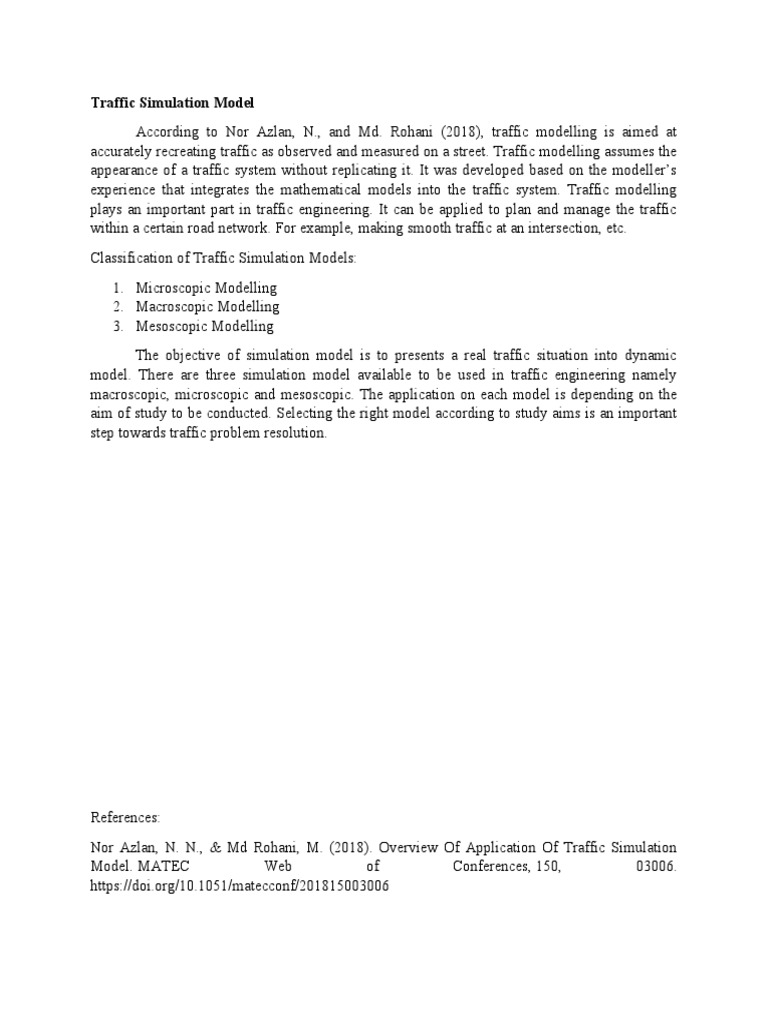 Traffic Simulation Model Rrl Pdf Art Computers
