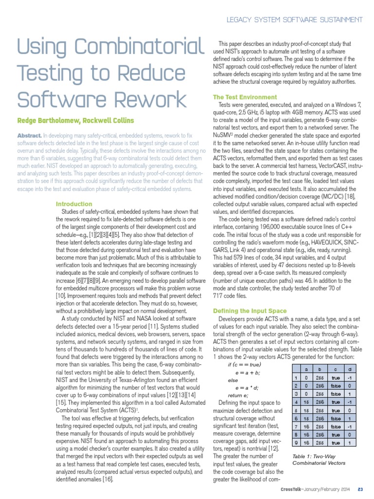 Unit 3 Using Combinatorial Testing To Reduce Software Rework PDF