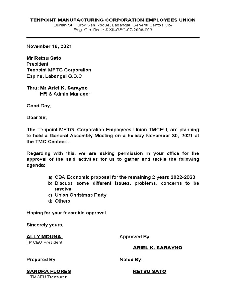 Tenpoint Manufacturing Corporation Employees Union | PDF | Finance ...