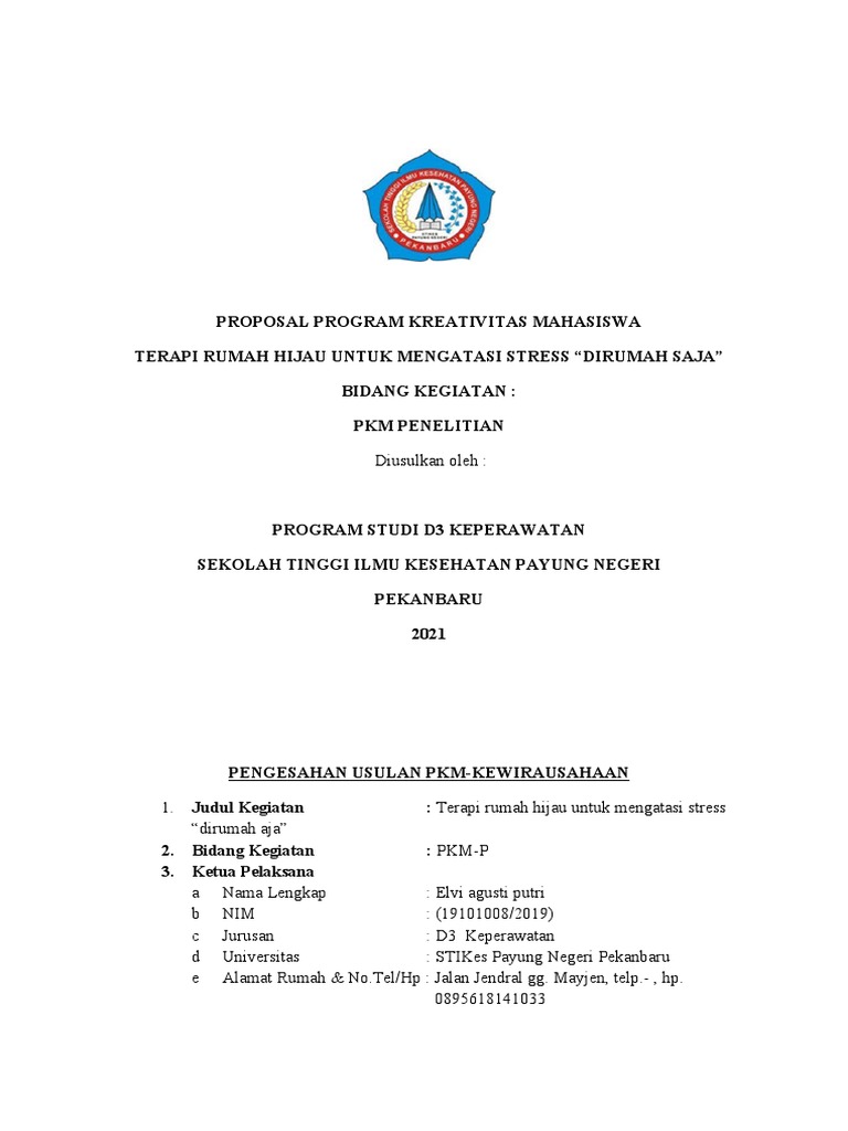 Proposal Program Kreativitas Mahasiswa | PDF | Kesehatan Holistik ...