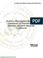 SIGIR-Control Weaknesses Remain In Oversight Of Theater-wide Internal Security Services Contracts, July 28, 2011