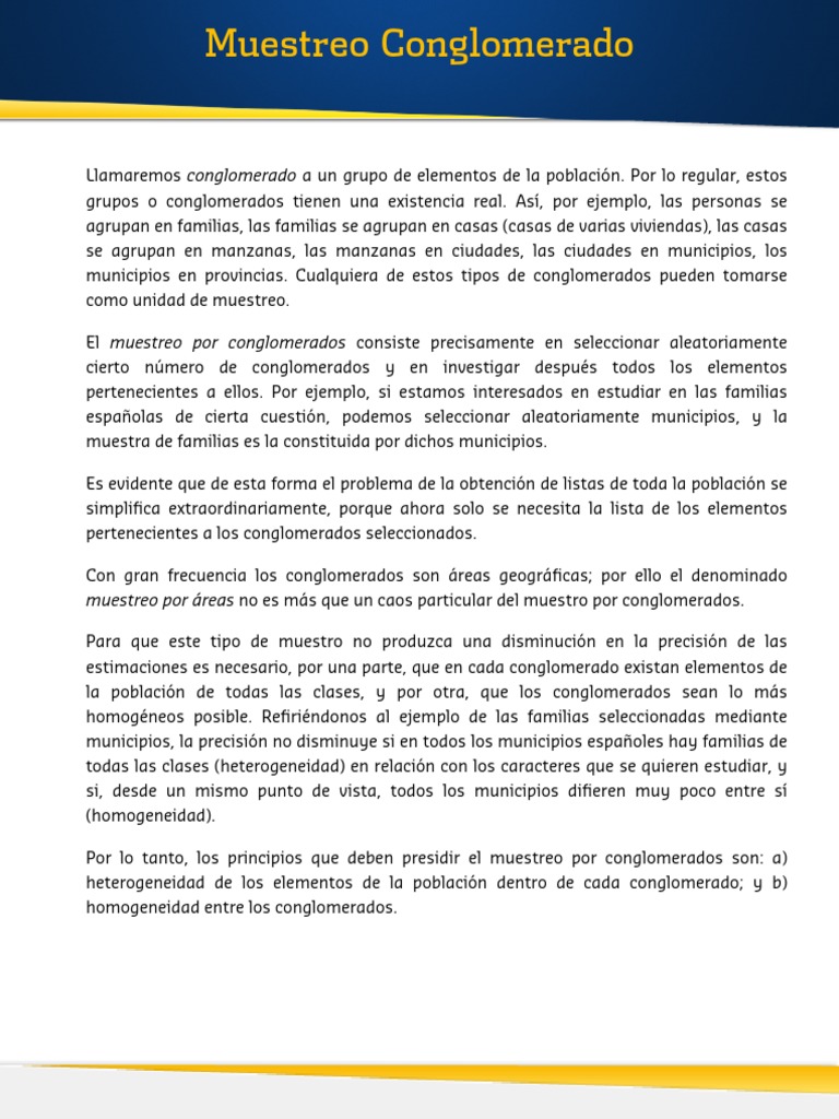 Muestreo Conglomerado | PDF | Muestreo (Estadísticas) | Science