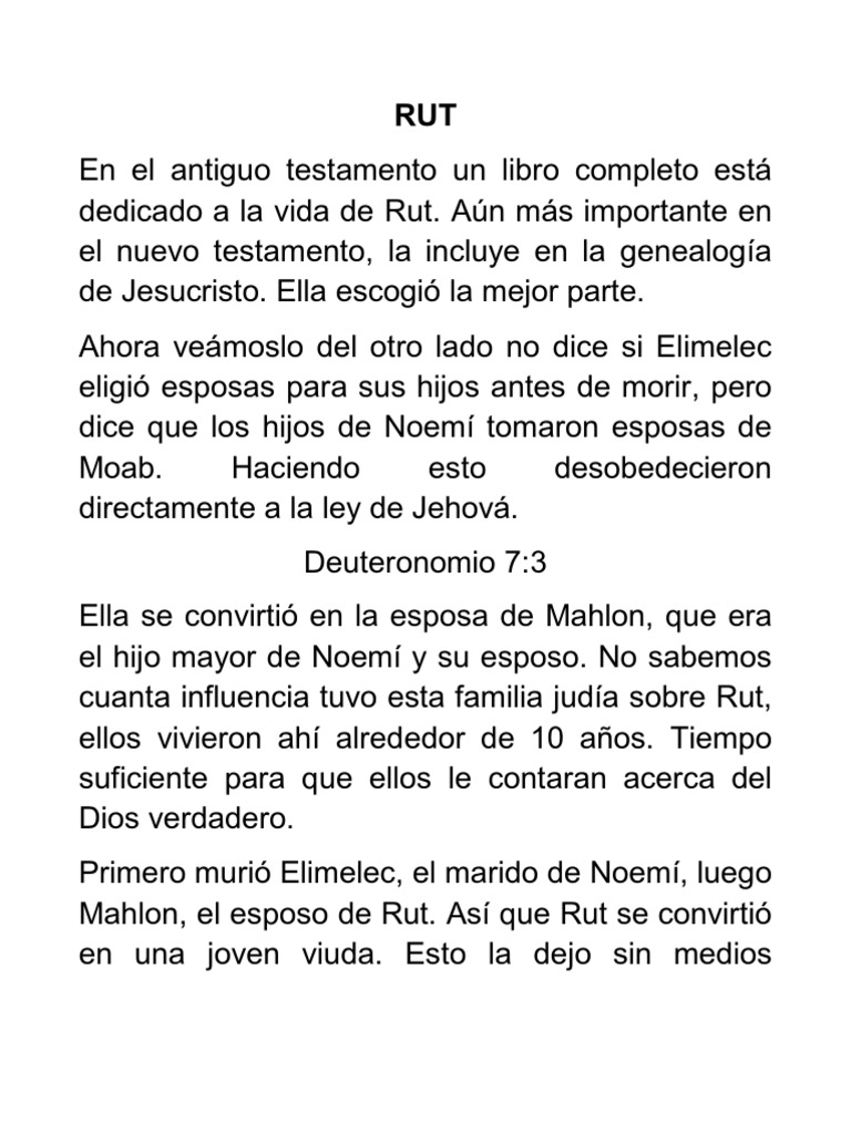 Historia de Rut y Noemí en la Biblia | PDF