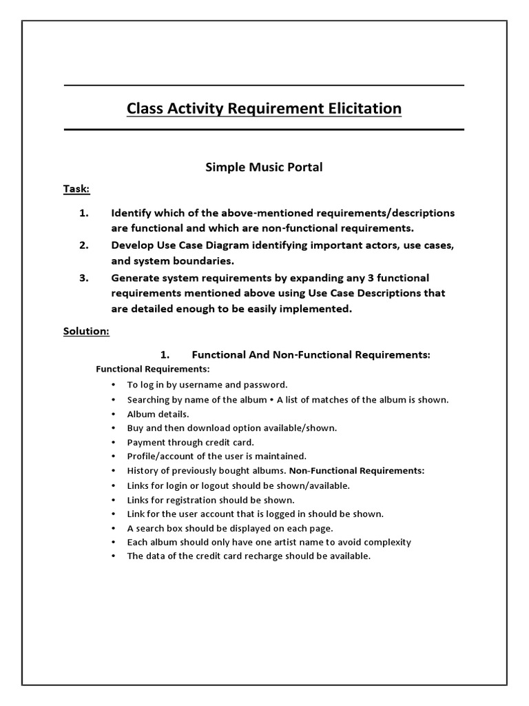 Use case description functional requirements expansion for a simple