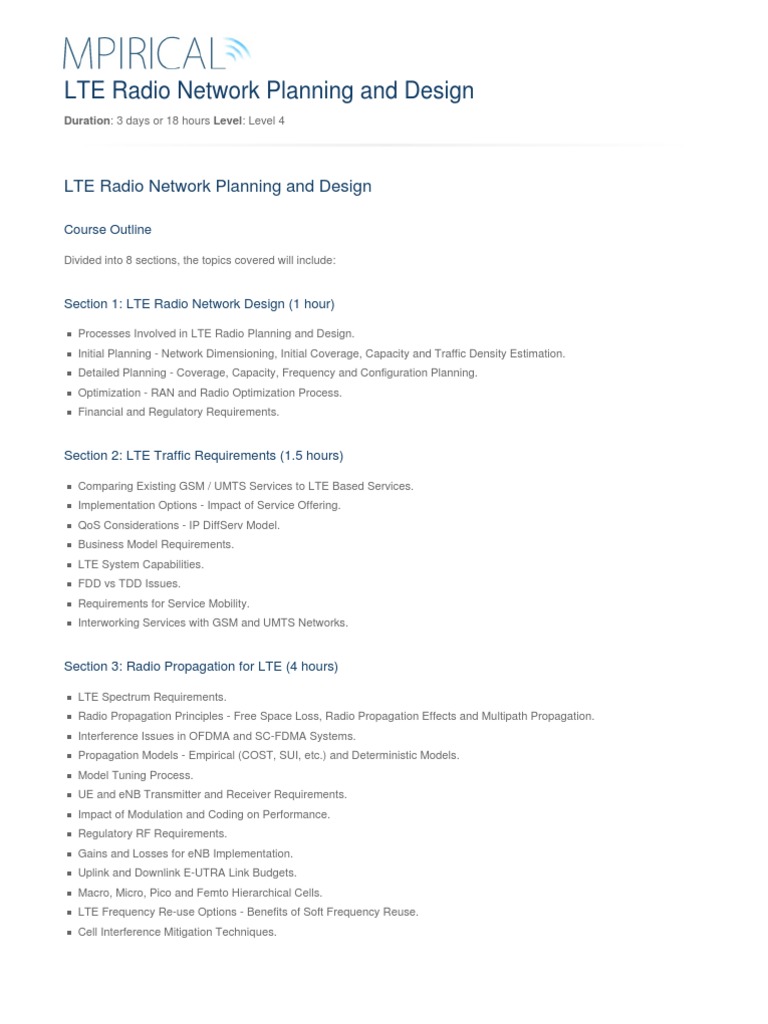 LTE Radio Network Planning and Design | PDF