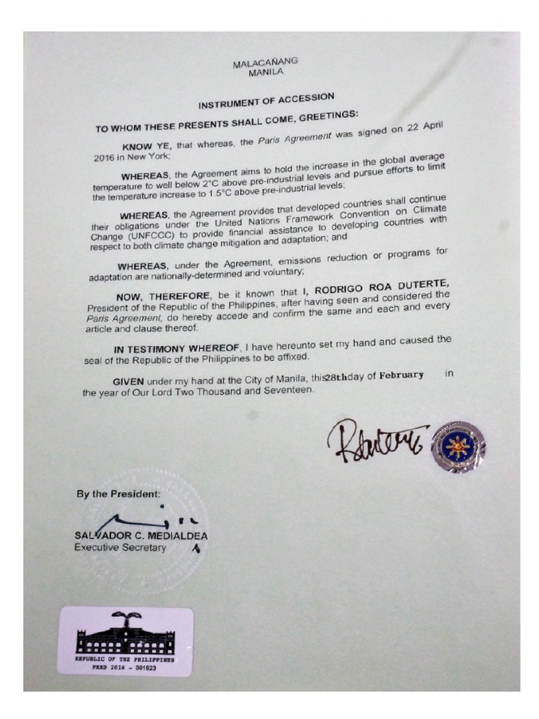 Instrument of Accession of The Philippines PDF