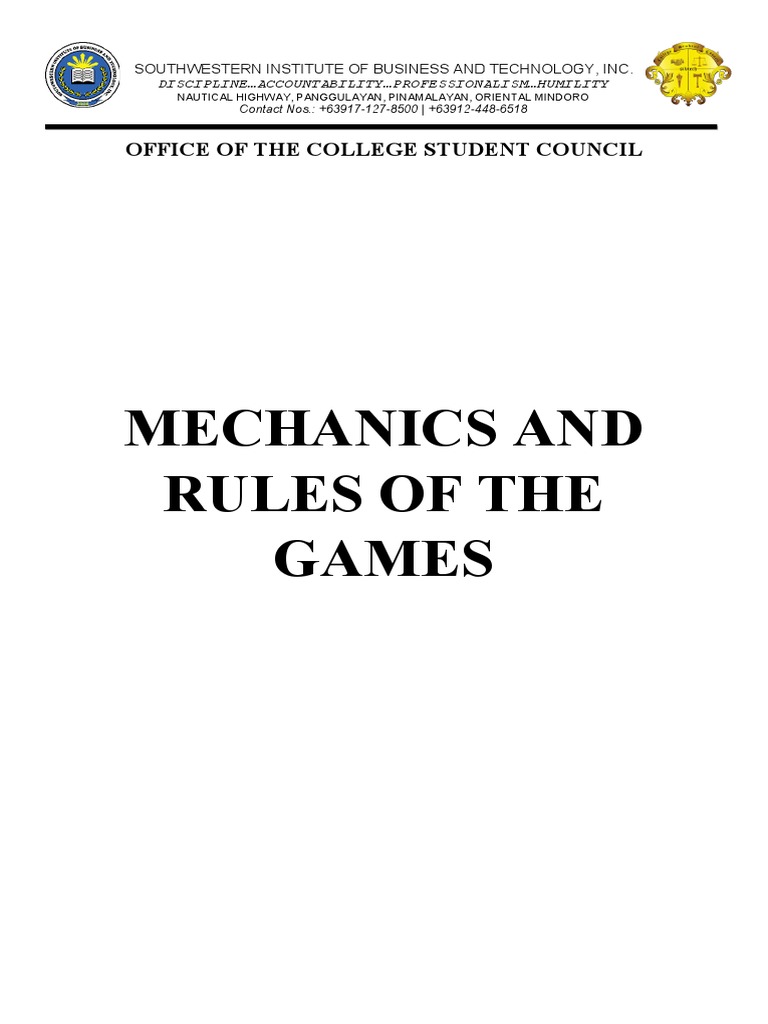 Mechanics And Rules Of The Games Finals Pdf Sports
