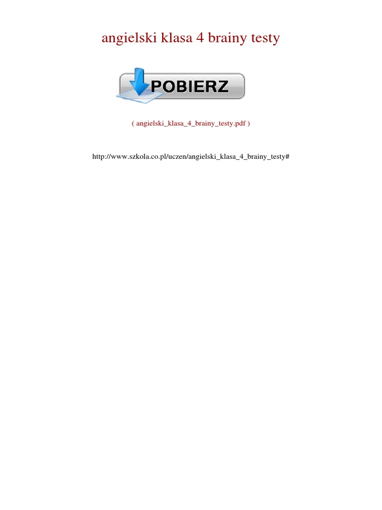 Brainy Klasa 4 Testy Angielski Klasa 4 Brainy Testy | PDF