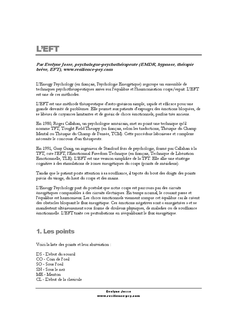 Introduction à l'EFT : Techniques et Méthodes | PDF | Emotional Freedom ...
