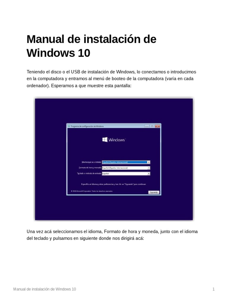 Manual de Instalacin de Windows 10 | PDF | Windows 10 | Microsoft Windows