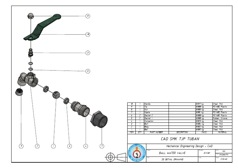 CAD Design for Water Valve Assembly | PDF