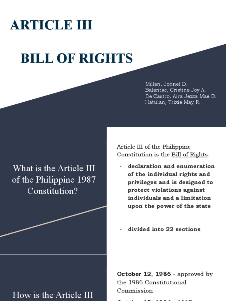 Philippine Bill of Rights Guide | PDF | Article Three Of The United ...