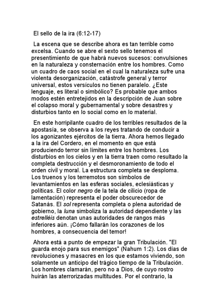 El Sello De La Ira Religion Y Creencia