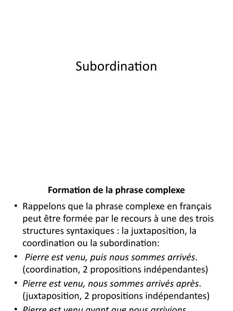 Comprendre la subordination en français | PDF | Études des langues ...