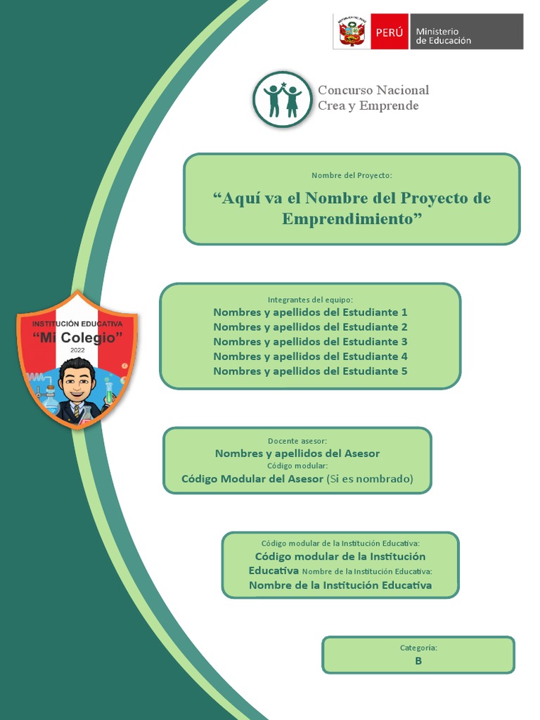 CREA Y EMPRENDE Cat. B Proyecto de Emprendimiento | PDF