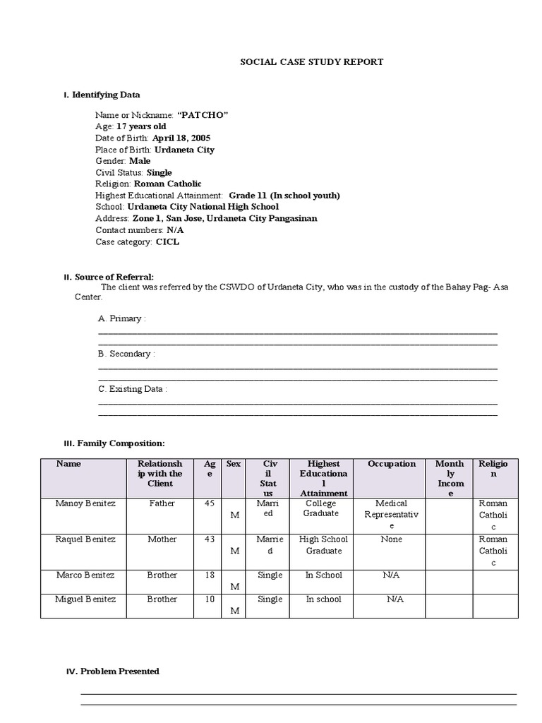 Comprehensive Social Case Study Report Format | PDF