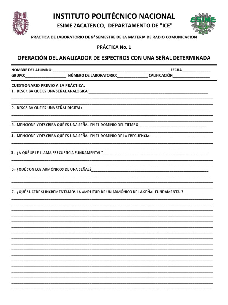 PRACTICA 2a DE SISTEMAS DE RADIO COMUNICACION 9° SEMESTRE ICE ESIME ...