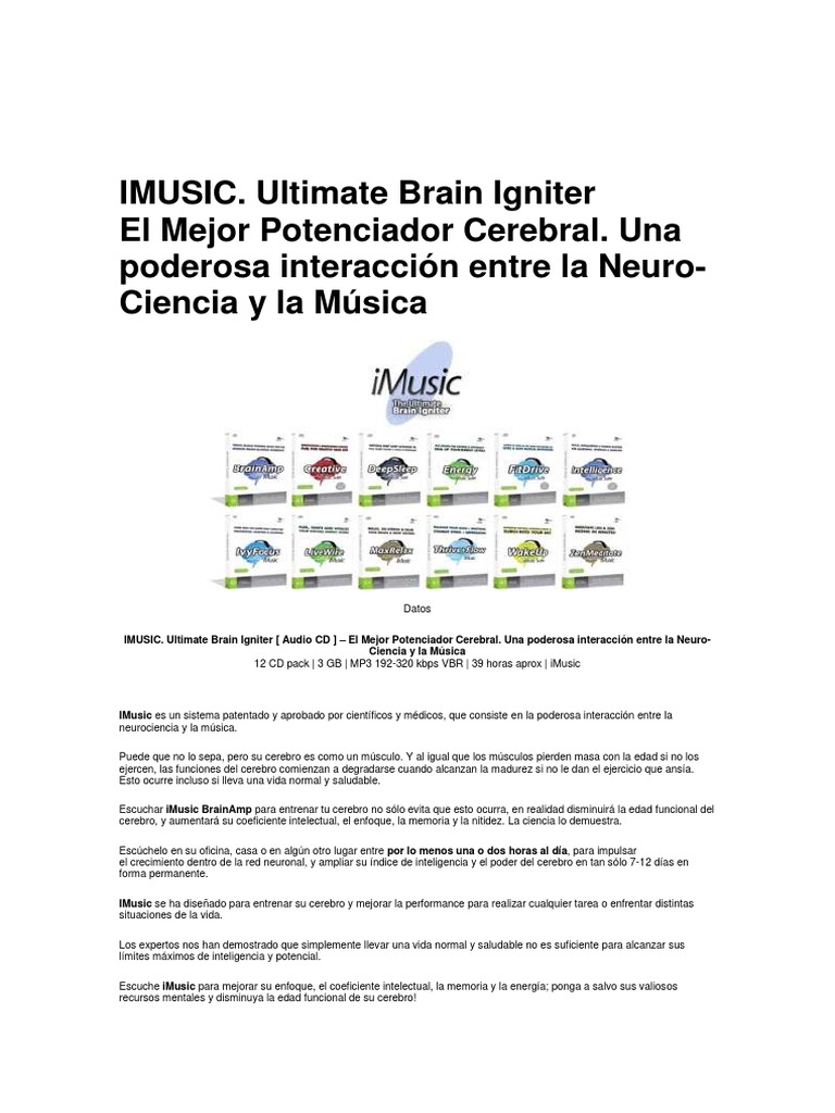 Potencia Cerebral con iMusic | PDF | Mente | Cerebro