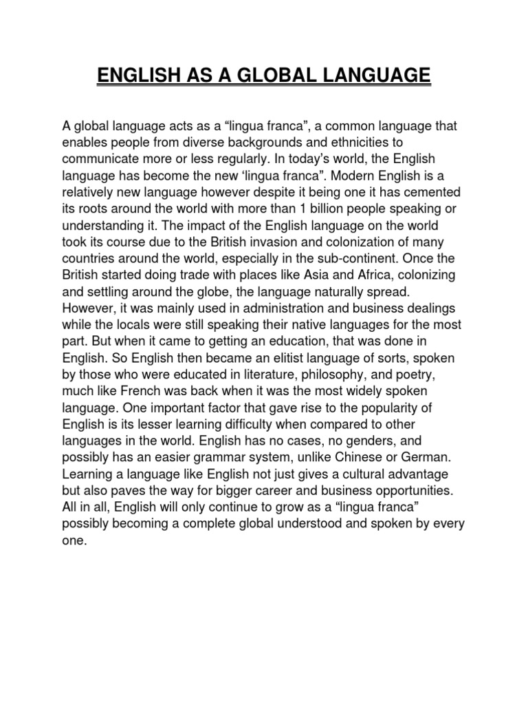 English As A Global Language | PDF