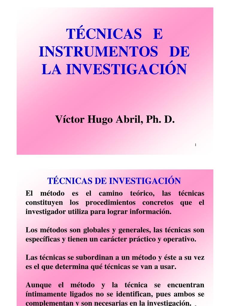 Técnicas e Instrumentos de La Investigación