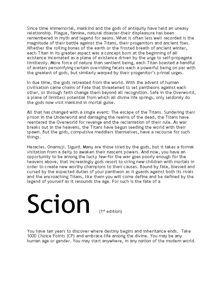 The Call to Destiny Origins of Divine Scions in a World at War PDF