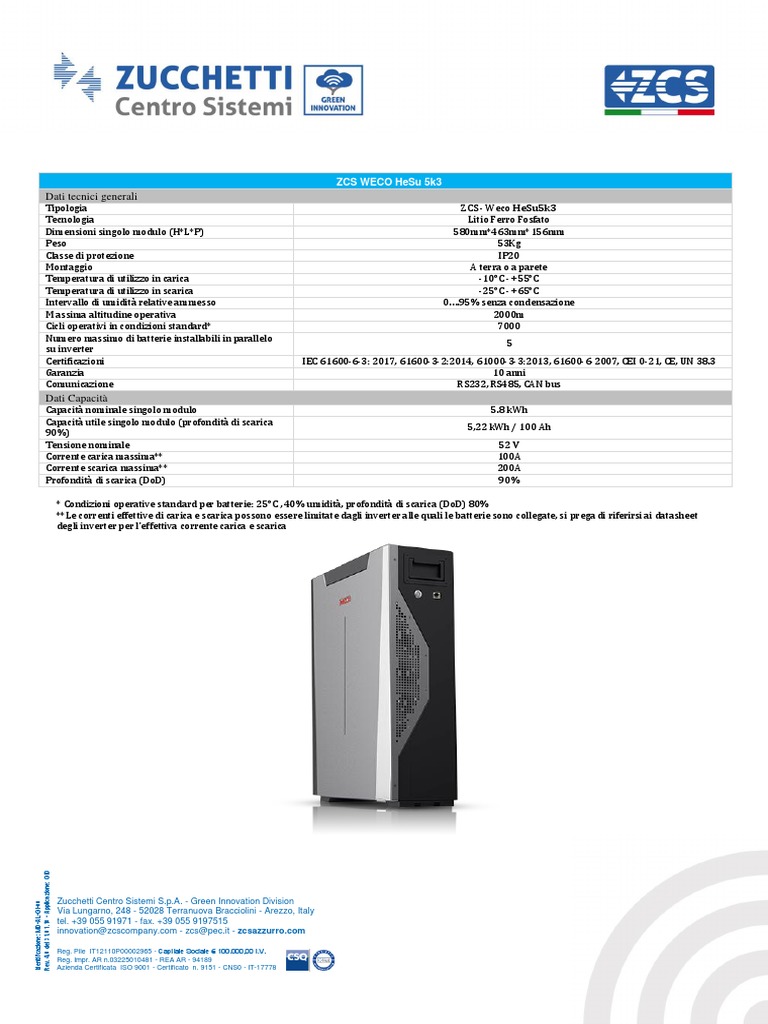 Datasheet Batterie Weco 5k3 LV PDF