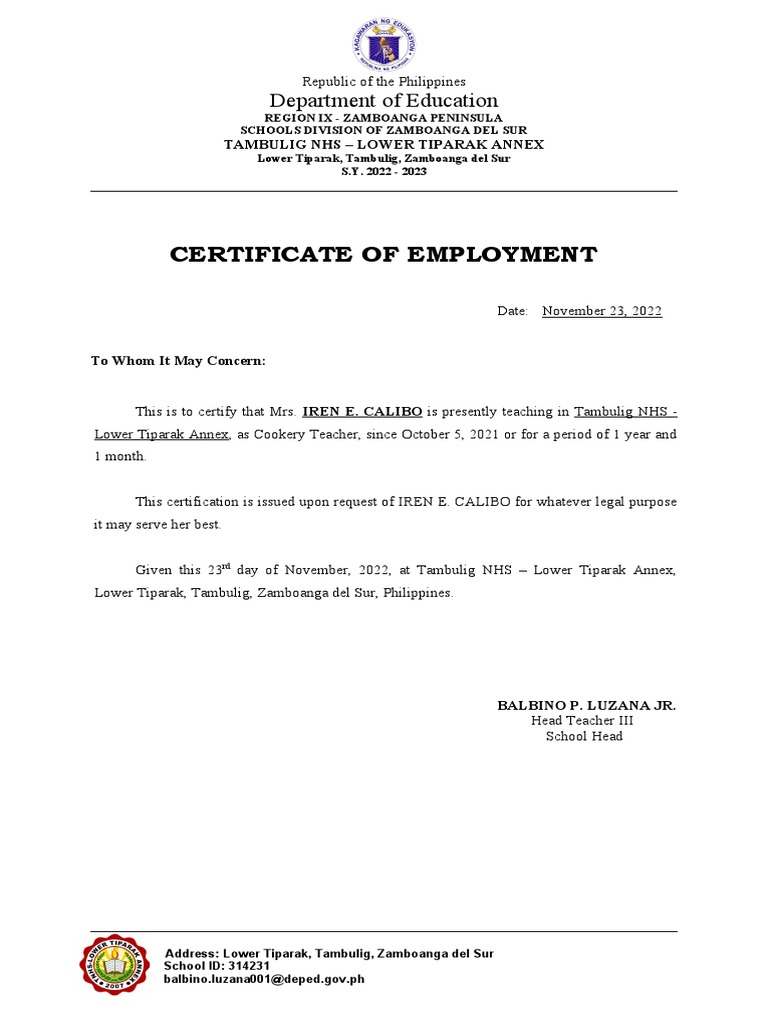 Certificate of Work Experience PDF Certificate of Work Experience PDF