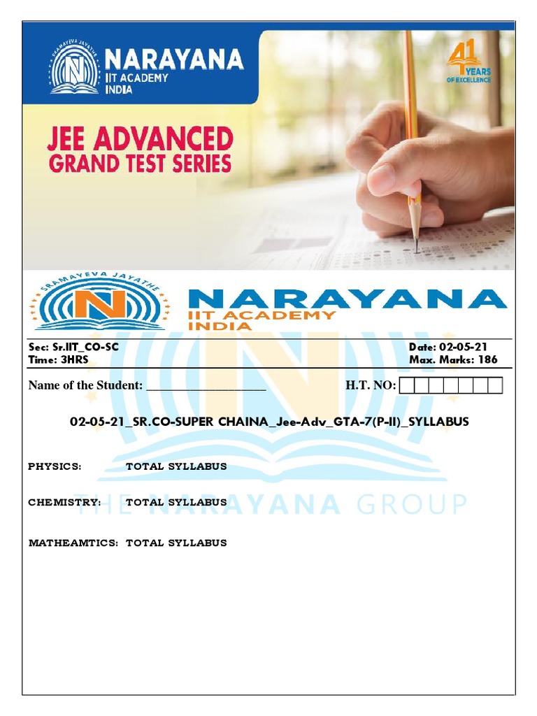 JEE Advanced Physics Chemistry Math Syllabus | PDF | Rotation Around A ...