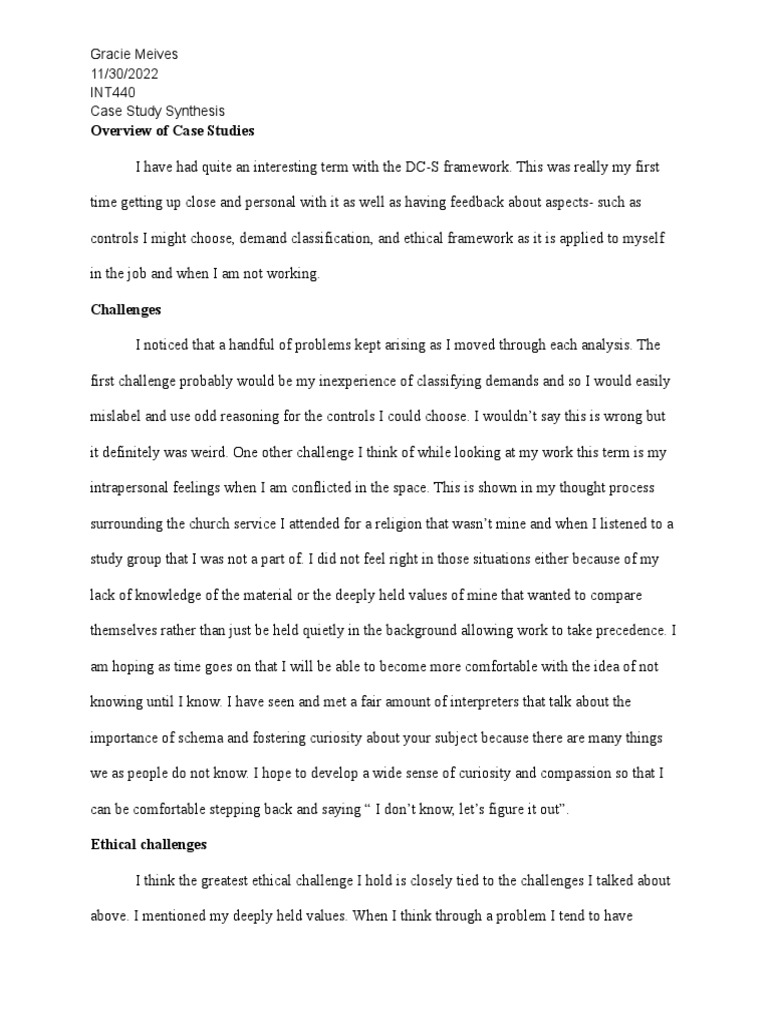 Case Study Synthesis Pdf Curiosity Thought