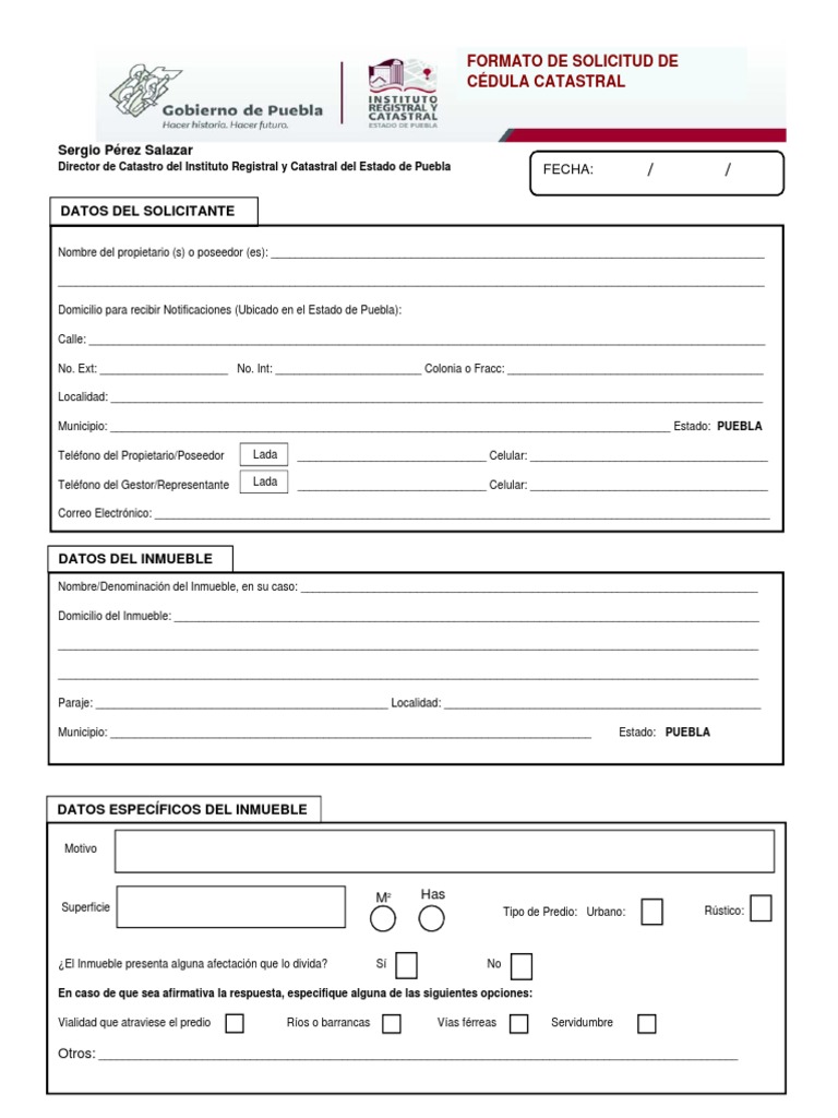 Formato de Solicitud de Cédula Catastral | PDF