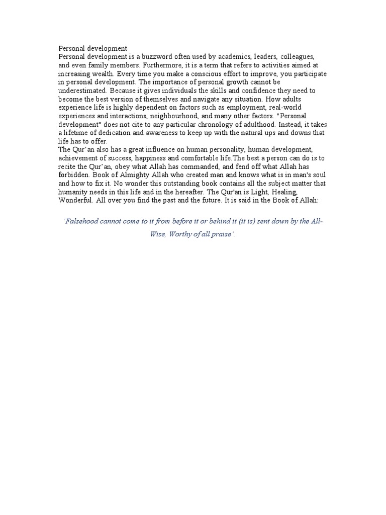 Personal Development and the Qur'an | PDF