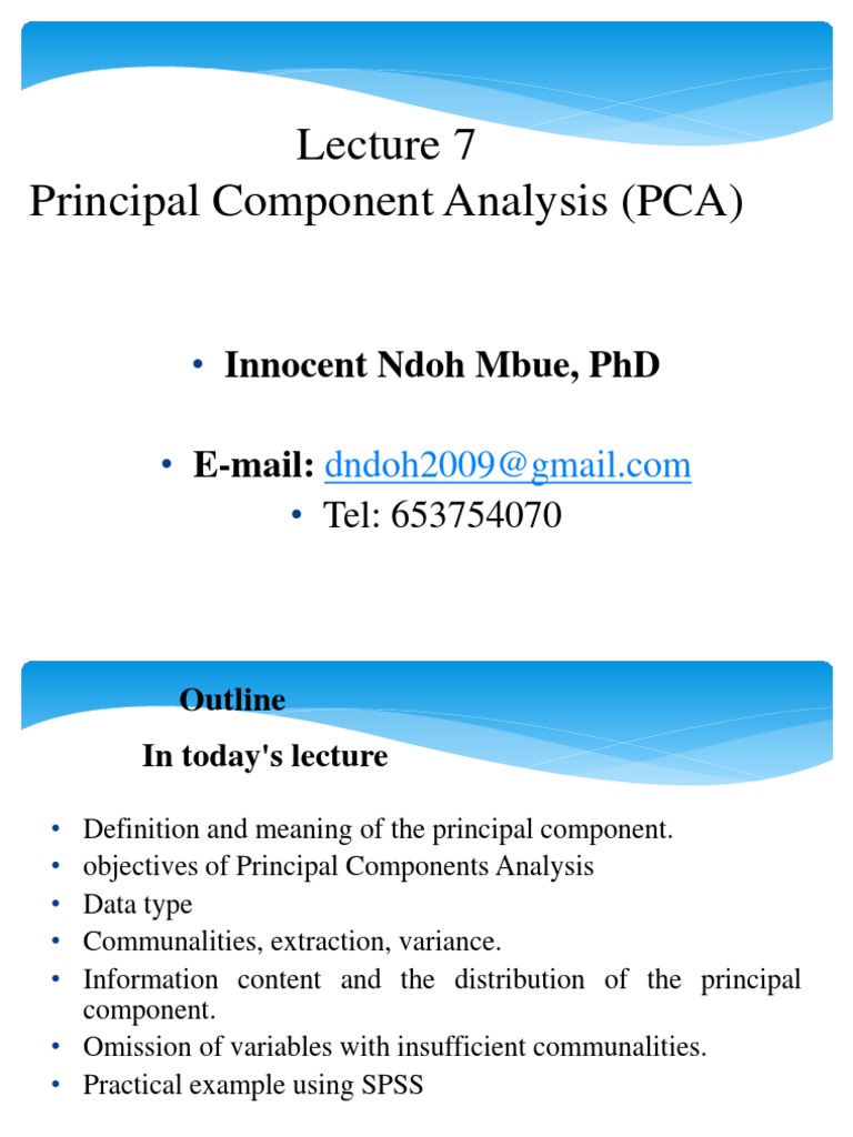 Lecture 6 - PCA - Lecturefin | PDF | Principal Component Analysis ...