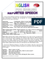 Reported Speech Worksheet 2021