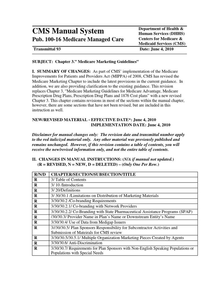 Medicare Marketing Guidelines Update 2010 | PDF | Medicare Part D ...
